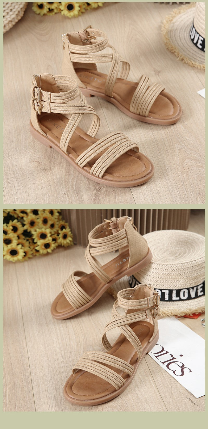 New 2025 European And American Fashion Comfortable Breathable Exposed Toe Thick Sole Soft Sole Crossed Roman Sandal Boots