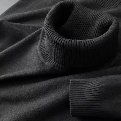 New Mens Knitted Sweaters Solid Color Turtleneck Breathable Pullovers Outdoor Warm Basic Streetwear Business Woolen Pullovers