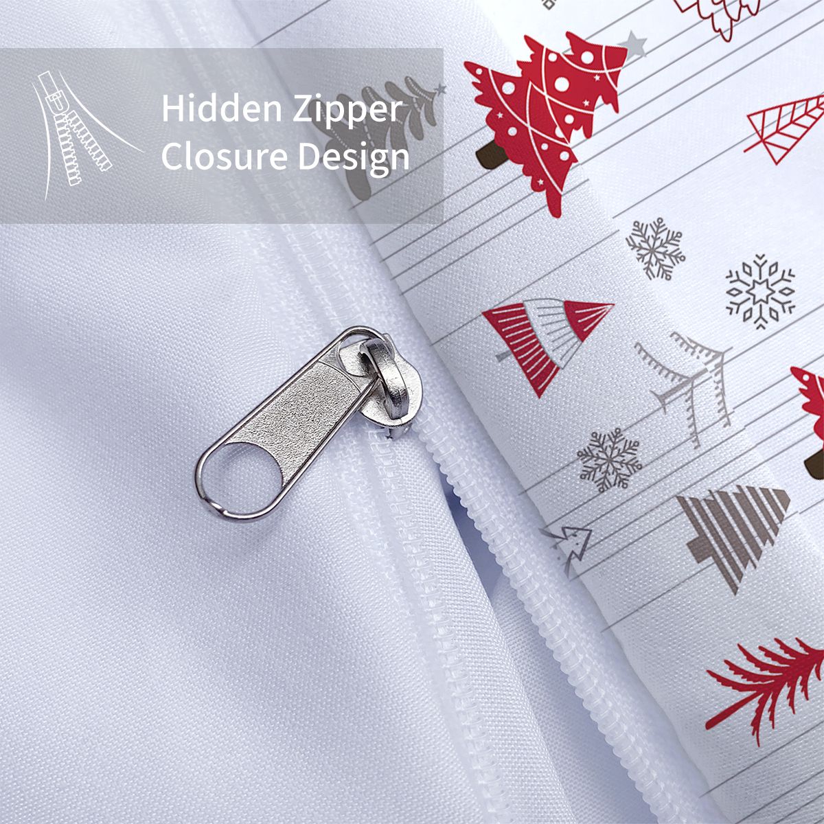 3-piece Christmas themed Christmas tree pattern print (1 duvet cover+2 pillowcases, no core) comfortable bedding set