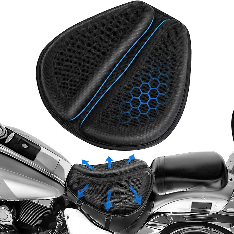 Almofada de assento de motocicleta com absorção de choque, descompressão em gel colmeia 3D, almofada de assento de motocicleta universal confortável