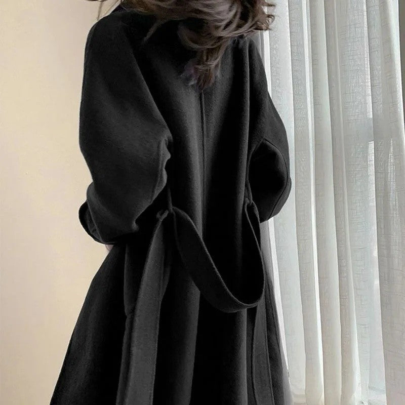 New Hot Sale Of The Season Women's Woolen Coat plus Size over Knee Length Loose Fit Slimming High End Fashionable Polyester Fibe