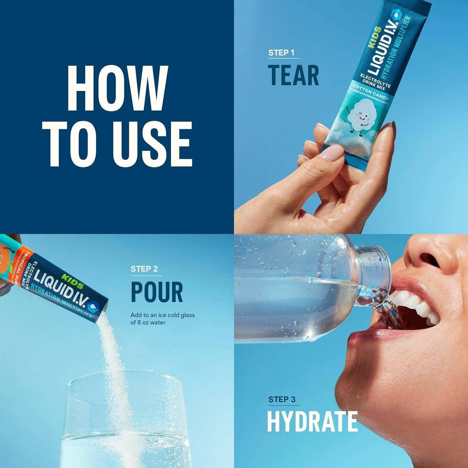 Liquid Intravenous® Hydration Multiplier - Cotton Candy| Electrolyte Powder Drink Mix| 1 Pack (16 Servings)