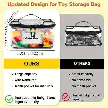 Transparent Mesh Zipper Toy Storage Bag - Large Capacity Puzzle and Block Organizer, Ideal for Toy and Building Block Storage So
