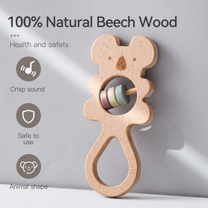 Baby Wooden Koala Hand Rattles Teether Toys Wooden Ring Montessori Toys Owl Shape Musical Rattle  for Baby Gifts Teething Toys