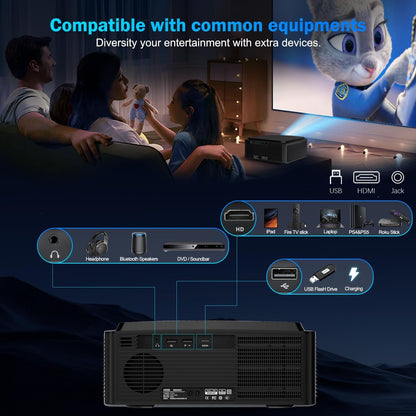 Projetor DESS 4K Foco Automático Controle de Voz Home Theater Vídeo Android Full HD Smart Projetor com Netflix e Google TV