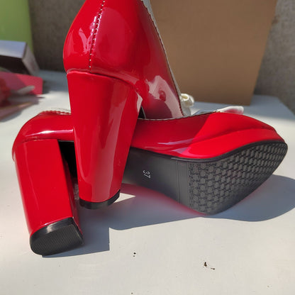 New style women's high heels elegant work single shoes thick heel waterproof platform party gathering OL women's single shoes