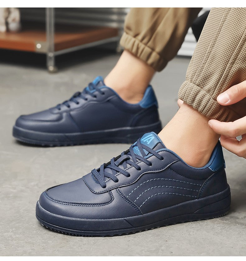 2025 New Mens Casual Shoes Leather Fashion Breathable Sneakers Anti Slip Travel Shoes Lace Up Flats Shoes Comfortable Men Shoes