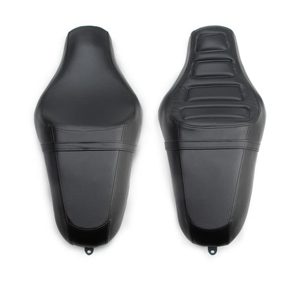 Assento Duplo de Couro Sintético Preto para Moto Harley Sportster XL883 XL1200 48 Almofada de Assento para Piloto e Passageiro Traseiro