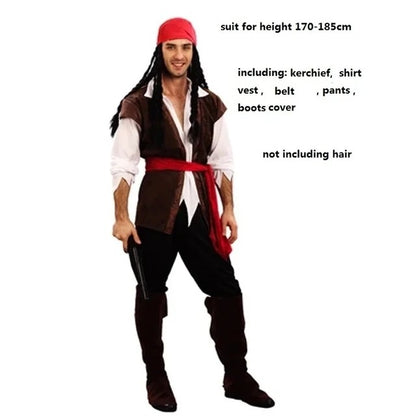 Pirate Pirates of the Caribbean Cosplay Captain Jack Sparrow Costume Men Women Female Male Female Carnival Halloween Sexy Set