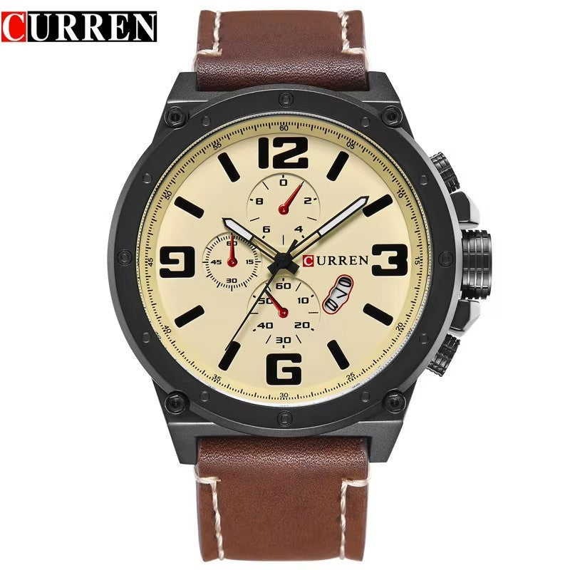 CURREN 8124,8208,8192,8230 Factory Watch Men Calendar Sport Military Male Clock Brand Luxury Origianl PU Leather Band Wristwatch