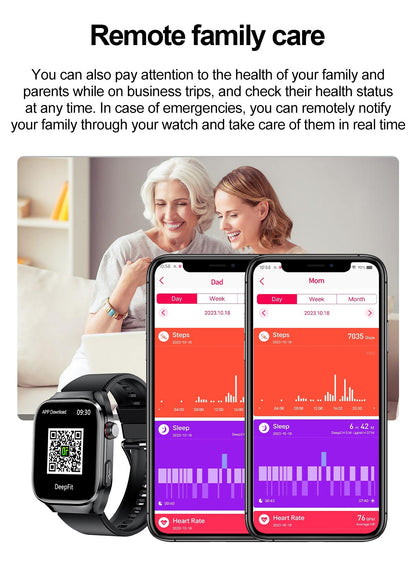 Smartwatch 2025 Novo ECG Chamada BT Feminino Frequência Cardíaca Lipídios Sanguíneos Ácido Úrico Saúde Monitores AI Voz 650mAh Esportivo