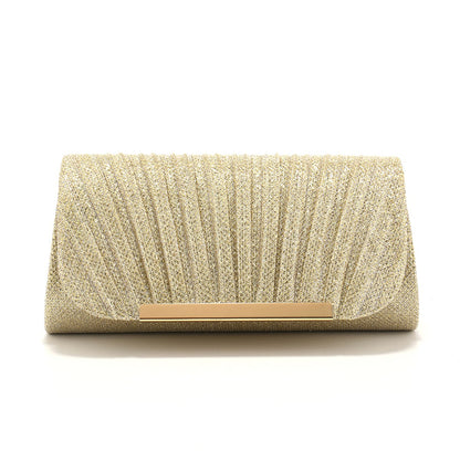 Metal Luxury Women Evening Bags Ruched Design Sequined Small Envelope Shaped Box Party Wedding Event Handbags Purse