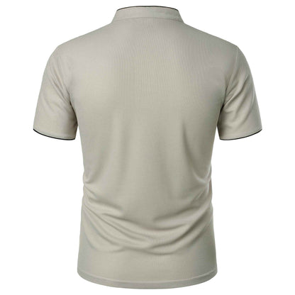 Men's short-sleeved stand-up collar top casual fashion daily solid color short-sleeved stand-up collar T-shirt casual top