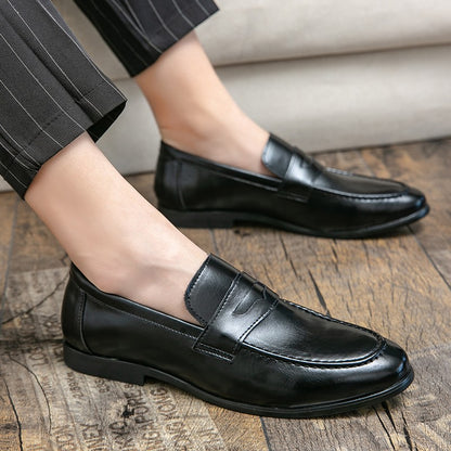 Spring Autumn Prom Evening Long Men's Casual Leather Loafers Male Slip on Flats Shoes Male Brogue Retro Upscale Comfy Shoes