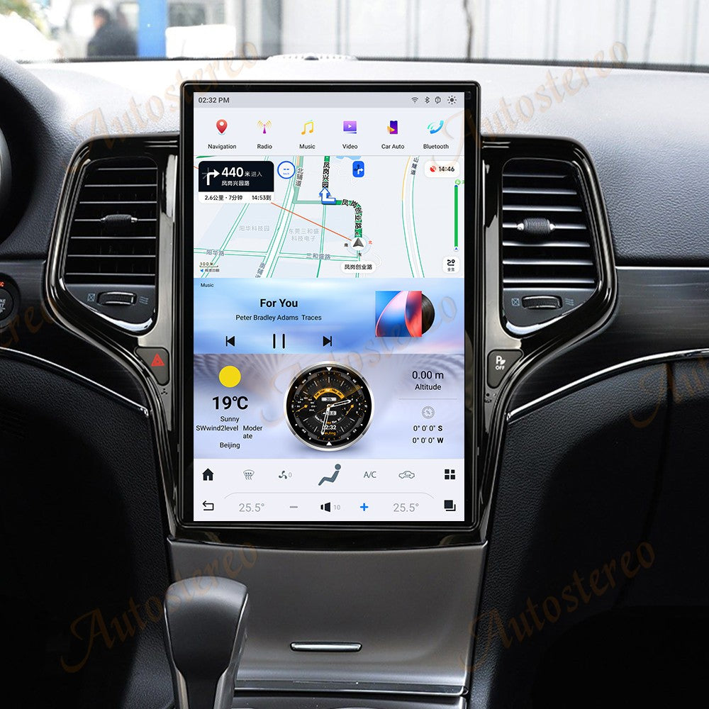14.4 Polegadas Android 8+128GB para JEEP Grand Cherokee 2010-2021 Estilo Tesla Carro GPS Navegação Multimídia Player Rádio Toca-fitas Central