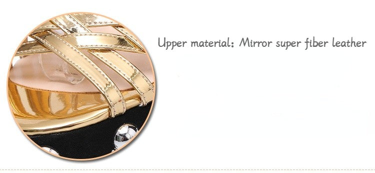 Luxury Brand Women's Summer Fashion Metal Platform Sandals Large 34-42 Super High Heel Thick Bottom Rivet Party Women's Shoes