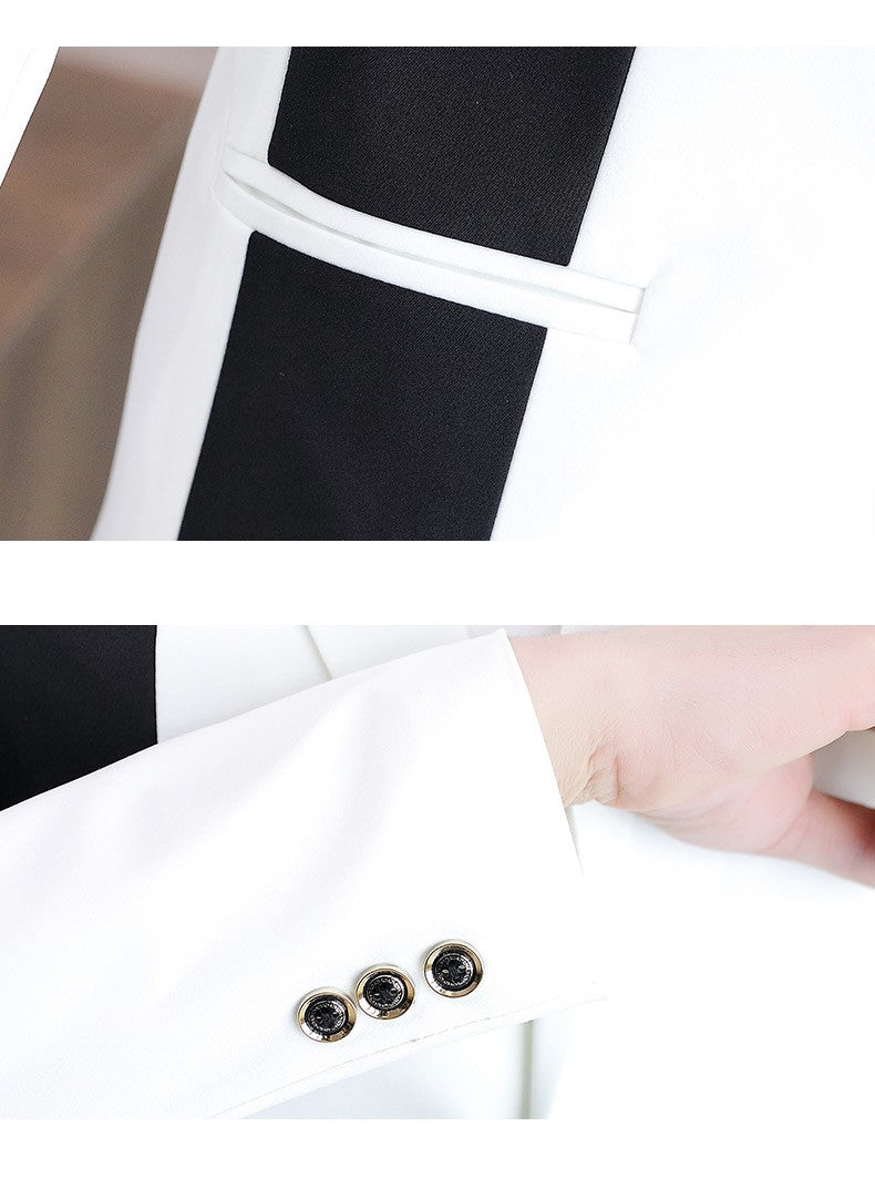 Blazer Men's Fashion Gentleman Business Outdoor Travel Color Matching Wedding Slim-fit Korean Trend Handsome Youth Casual Blazer