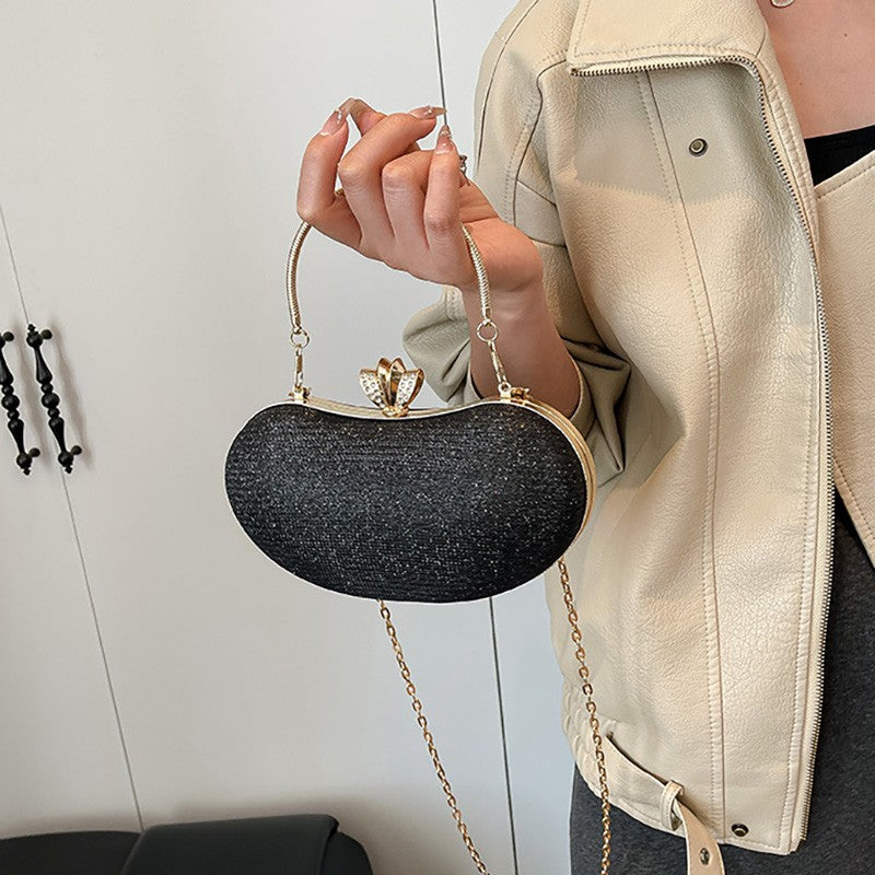Luxury Shiny Evening Bag for Women Elegant Diamonds Buckle Exquisite Metal Handel Chain Clutch Bag Sparking Sequined Party Bags