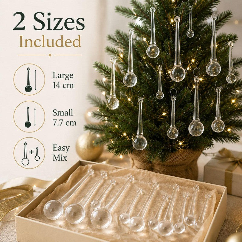 6-30Pcs DIY Crystal Raindrops Hanging Pendants Christmas Tree Lamp Glass Beads Curtain Decoration Home Party Ornaments Supplies
