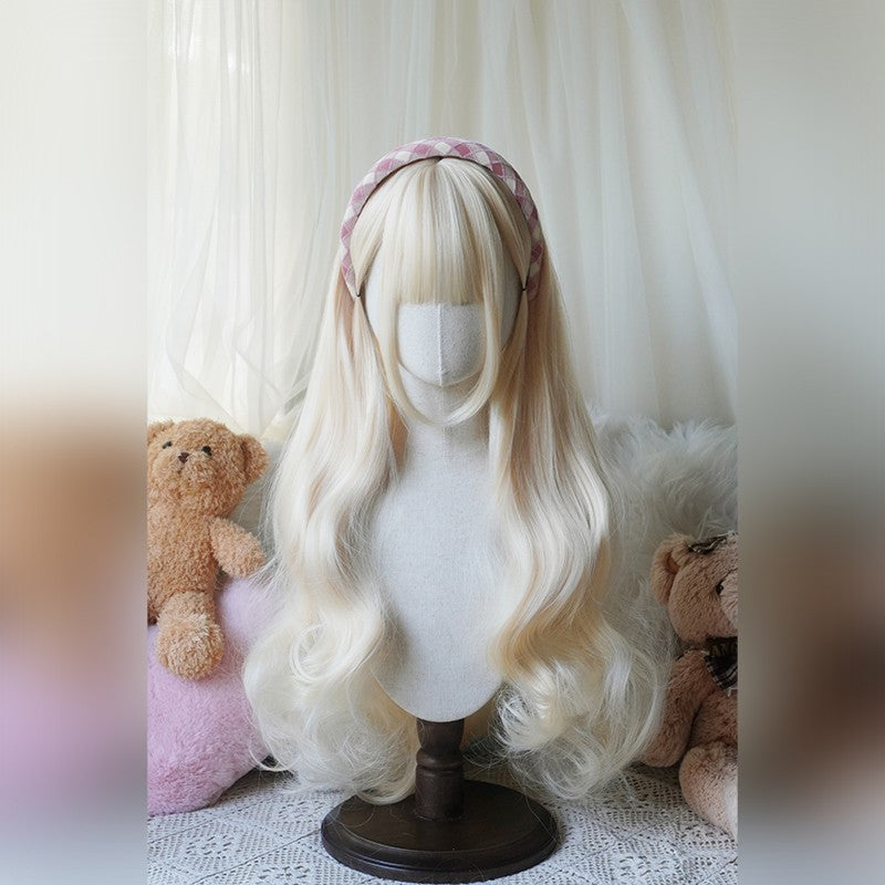 Peruca Longa Cacheada Estilo Lolita de 81cm | Cabelo Sintético Resistente ao Calor com Franja para Cosplay, Halloween, Festa Temática de Anime