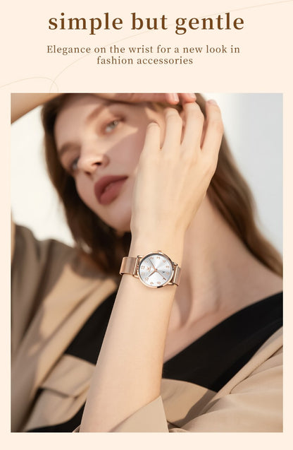 OLEVS New Woman Watch Luxury Brand Quartz Watch Elegant Rose Gold Digital Waterproof Watches Simple Bracelet Women's Watch 5653