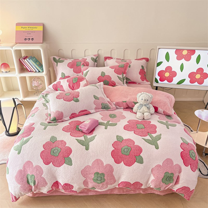 Capa de Edredom de Veludo Leite com Estampa de Panda Fofo para Decoração de Quarto de Meninos e Meninas, Roupa de Cama de Desenho Animado de Animais, Capa de Edredom Macia e Quente para Outono e Inverno