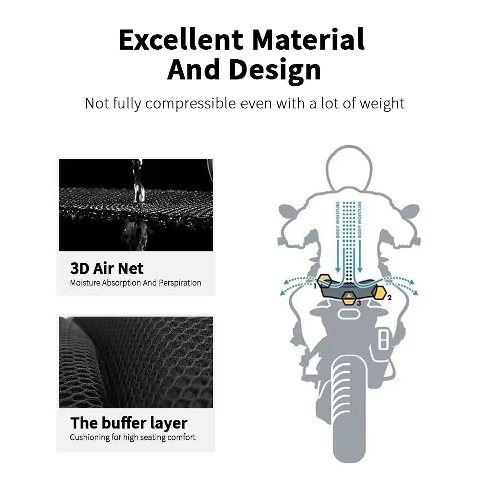 Capa de Assento Isolante com Fluxo de Ar em Tela 3D para Moto Scrambler 400X 2024, Almofada Ventilada, Impermeável e Resistente ao Calor