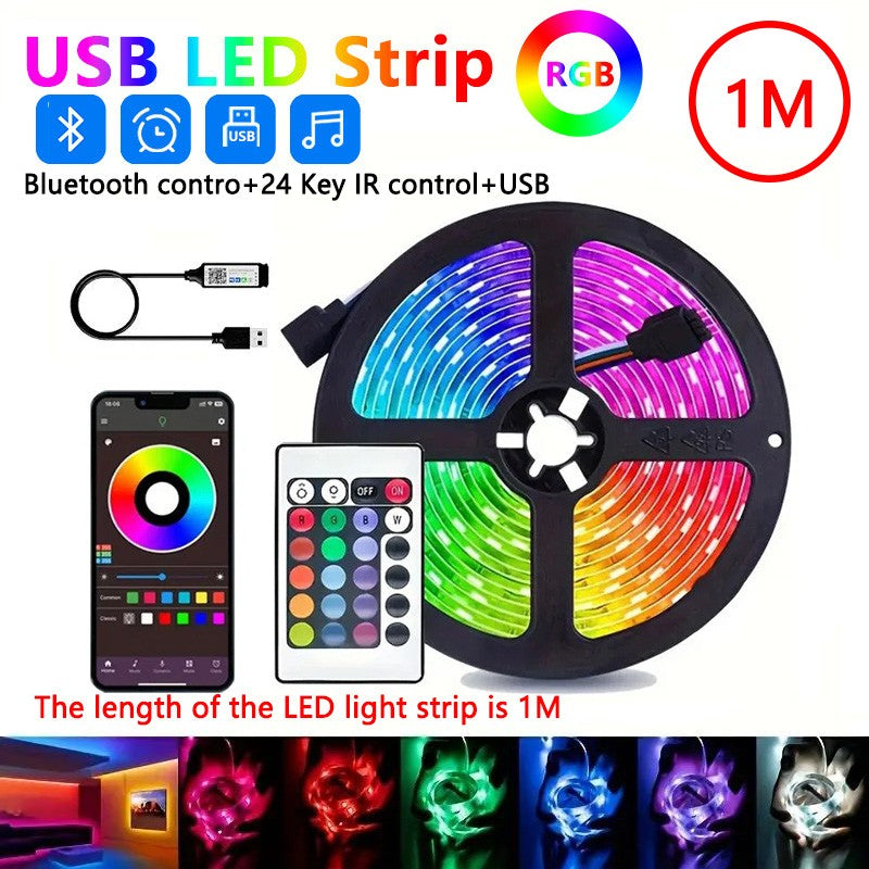 Motorcycle LED Strip Lights 5050 RGB Bluetooth APP Remote Control USB Christmas Decorative Lights for Motorcycle Room Decor