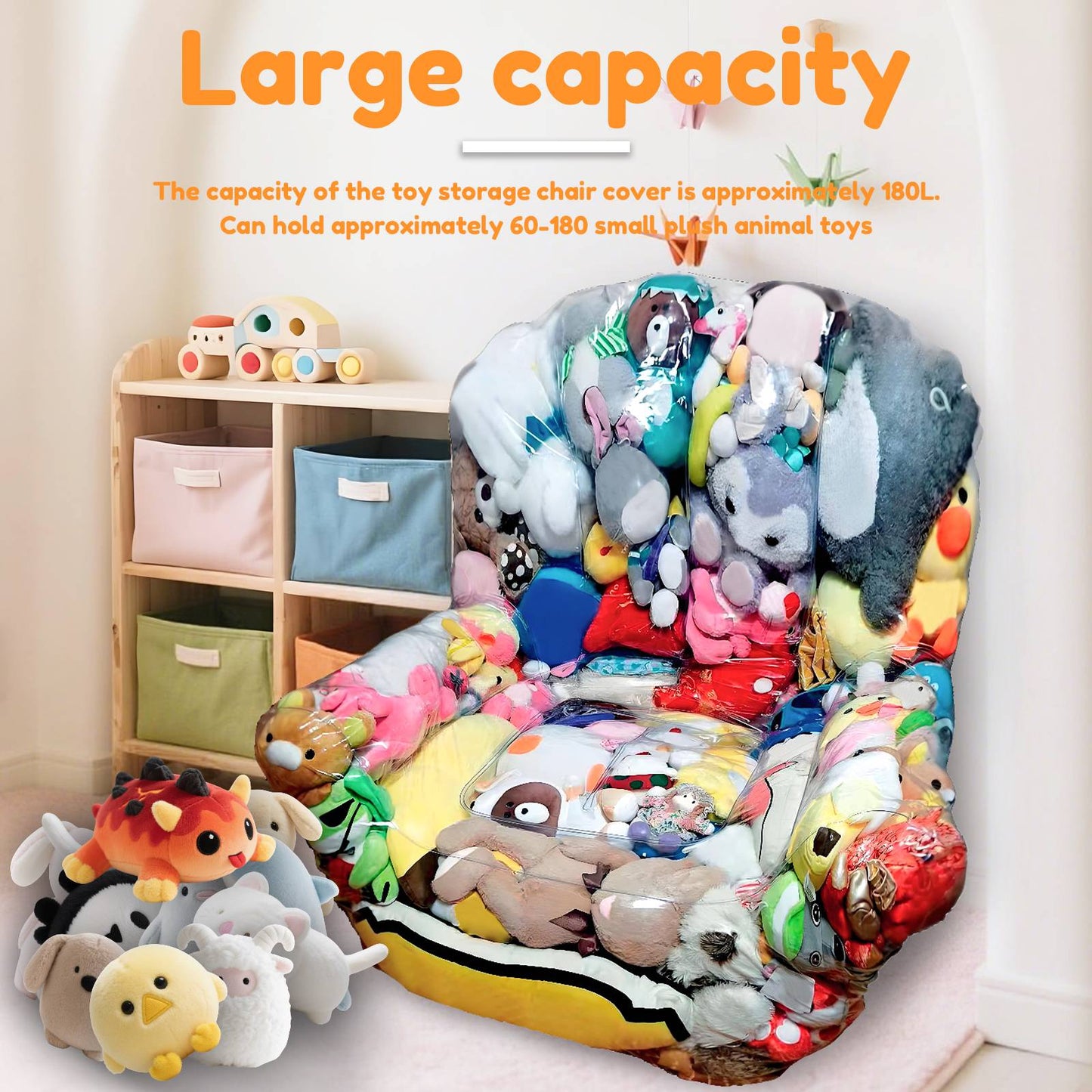 Plush Toy Stuffed Bean Bag Clear Sofas Chair Cover Large Zipper Lazy Seat Storage Child Adult Tatami No Filler Included