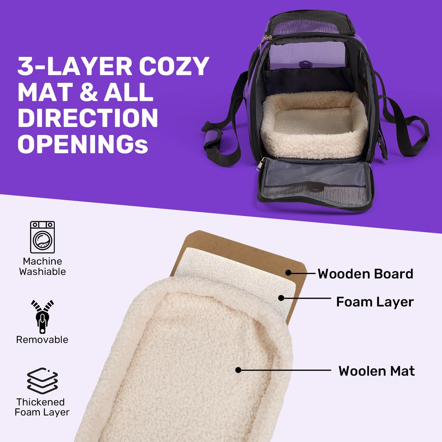 Transportador para Cães Pequenos, Transportadores de Animais de Estimação Pequenos e Médios de até 6,8 kg, Transportador para Gatos com Laterais Macias, Bolsa Portátil Dobrável para Gatos e Cães, Aprovado por Companhias Aéreas