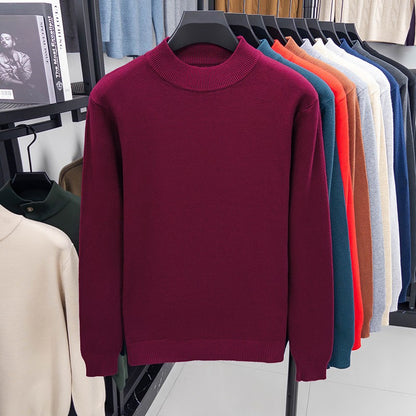Half Turtleneck Knitwear Sweater New Autumn/Winter Mock Neck Sweatshirts Solid Color Pullovers Man Brand Casual Mens Clothing