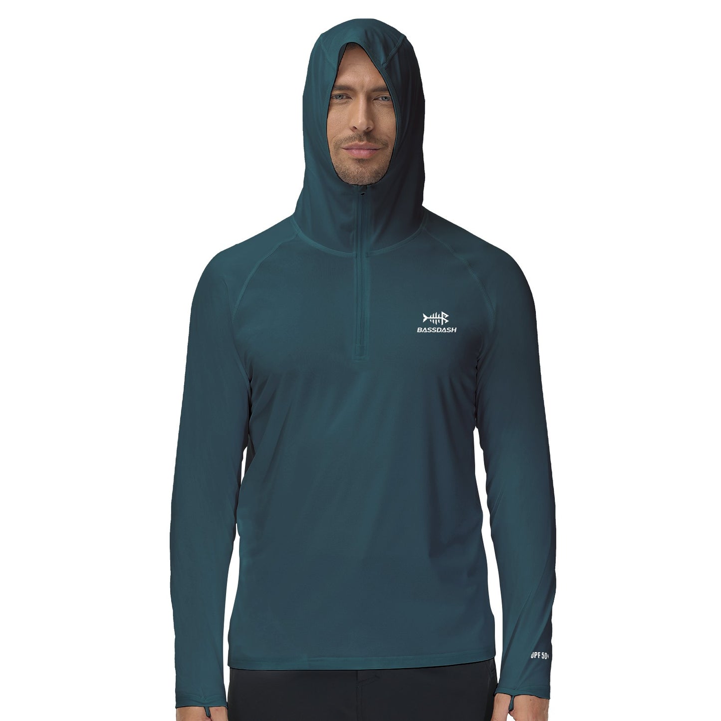 Camisa de Pesca Masculina BASSDASH com Zíper 1/4 UPF 50+ Secagem Rápida Manga Longa Proteção Solar FS24M
