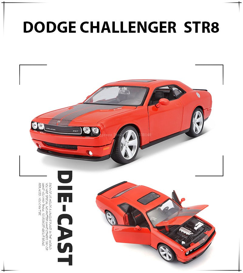 Maisto 1:24 2008 DODGE CHALLENGER SRT8 modelo de carro de liga metálica fundido, modelo estático de precisão, presente de coleção, brinquedo de maré