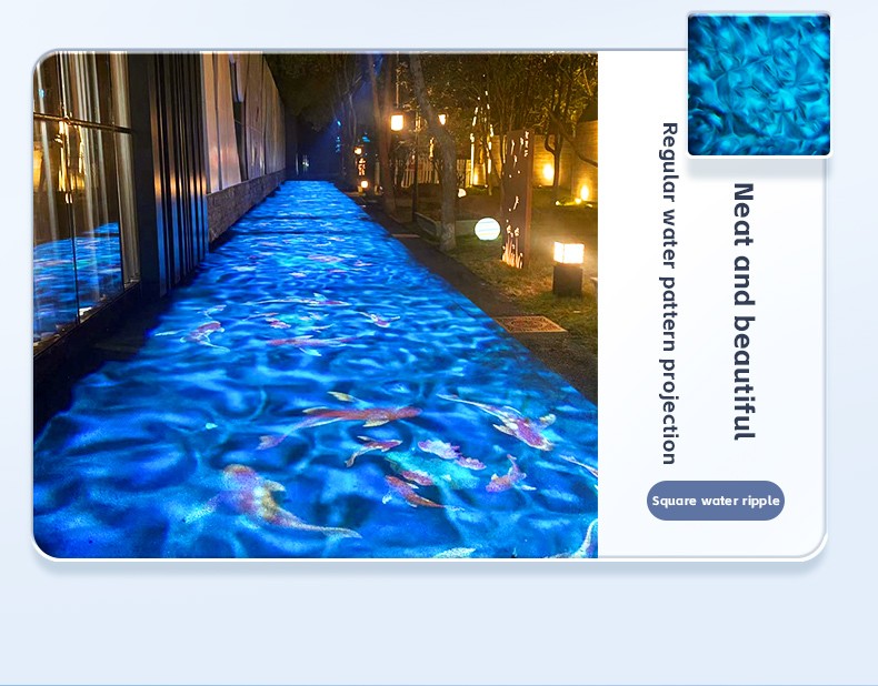Square Water Ripple Projector Dynamic Water Ripple Logo Indoor Ground Corridor Outdoor Atmosphere Lighting Waterproof Projection
