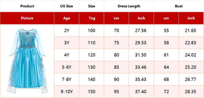 Disney Girls Elsa Princess Dress for Long Sleeve Kids Birthday Cosplay Frozen Costume Fancy 2025 Carnival Dress Up Party Costume
