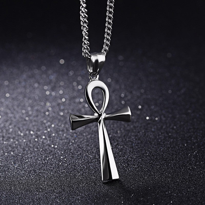 1 Amuleto Pingente Egípcio Ankh Crucifixo Colares Pingentes Aço Inoxidável Símbolo da Vida Colares Cruz Joias