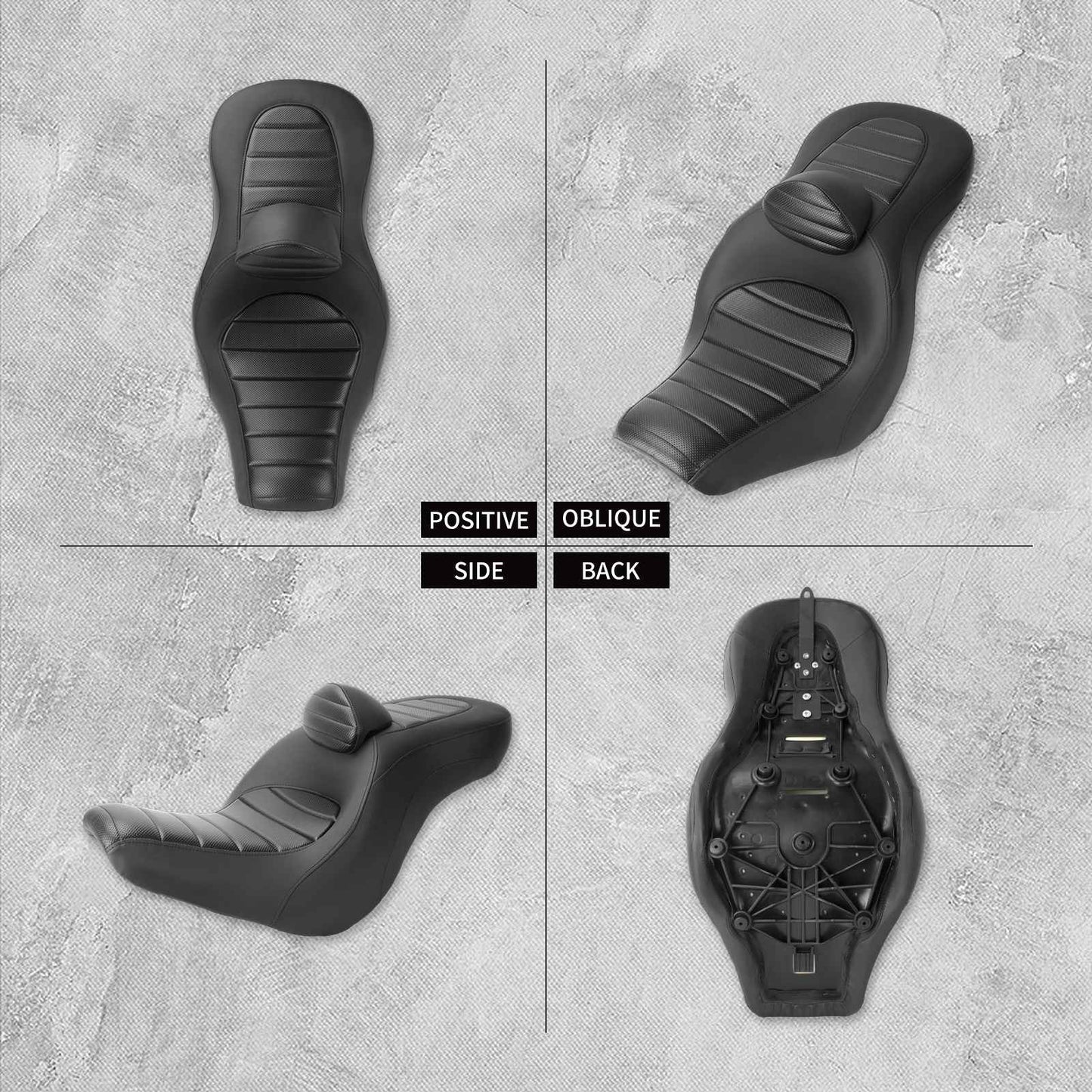 Assento de passageiro do condutor da motocicleta Almofada de assento duplo com encosto para Harley Softail Low Rider ST Sport Glide 2018-2024