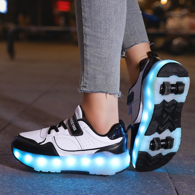 Luminous Roller Skate Shoes Wheels Removeable Sneakers Kids Roller Shoes USB Charge Light Up Sport Skate Board Shoes Boys Girls