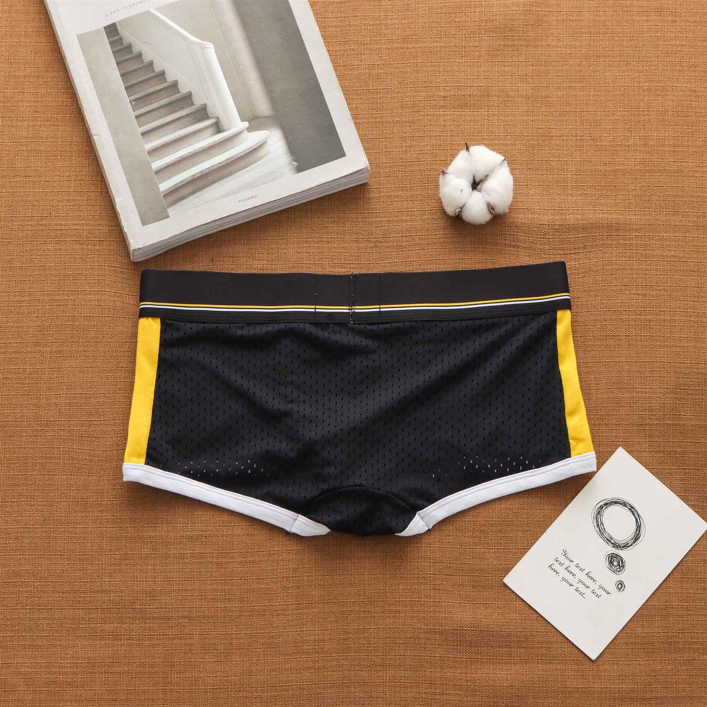 Men's panties, low rise breathable ice silk mesh comfortable tide boxers