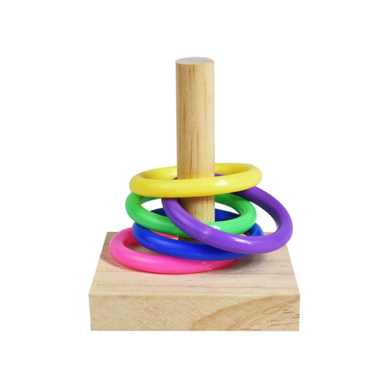Conjunto de Brinquedos de Treinamento para Pássaros, Quebra-cabeça de Blocos de Madeira para Papagaios, Anéis Plásticos Coloridos, Brinquedo de Mastigar para Treinamento de Inteligência, Suprimentos para Pássaros