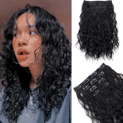 WIGSIN 12 polegadas sintético 4 pçs/conjunto de extensões de cabelo curto crespo ondulado castanho médio estilo de cabelo volumoso para mulheres