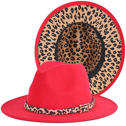 Two Tone Fedoras Jazz Hats Cowboy Hats for Women and Men Leopard Bottom Wool Felt Party Church Dresses Hat Wholesale ?????
