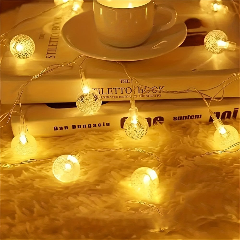 LED Bubble Ball String Lights Golden Glow Battery Operated Indoor Fairy Lights for Wedding Holidays New Year 2026 Decorations