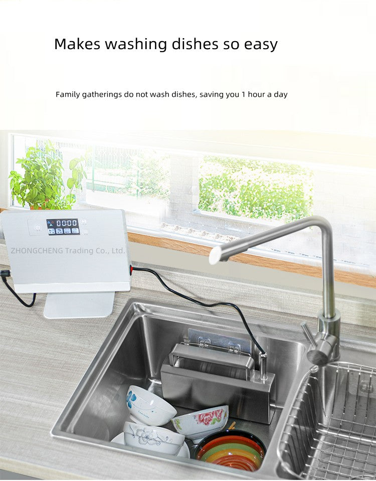 Household 220v Ultrasonic Dishwasher Sink Free-standing Installation-free Home Brush Type Vegetable Washing Lazy Automatic