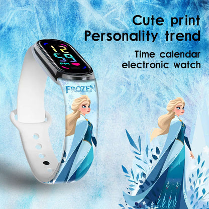 Disney Frozen Digital Kids' Watches Anime Figures LED Luminous Watch Touch Waterproof Electronic Sports Watch Kids Birthday Gift
