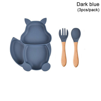 Baby Silicone Sucker Bowl Plate Cup Bibs Spoon Fork Sets Children Tableware Baby Feeding Dishes Sets Personalized Name BPA Free