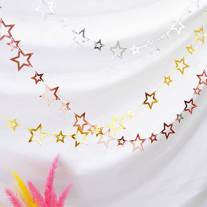 Gold Silver Paper Board Garland Banner Birthday Party Decoration Hollow Star Triangle Flag Wall Hanging Flags Photo Props Supply