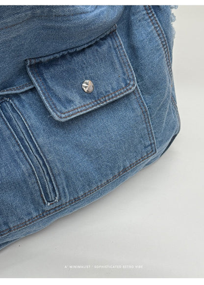 New Denim Shoulder Bag Women Fashion Large Capacity Casual Tote Handle Bag for School Comfortable and Versatile Commute Bag