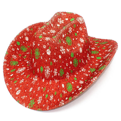 Striped Print Fedora Hats Cowboy Cowgirl Hat for Women Men Curl Wide Brim Western Bronzing Cloth Cap for Party Halloween Caps