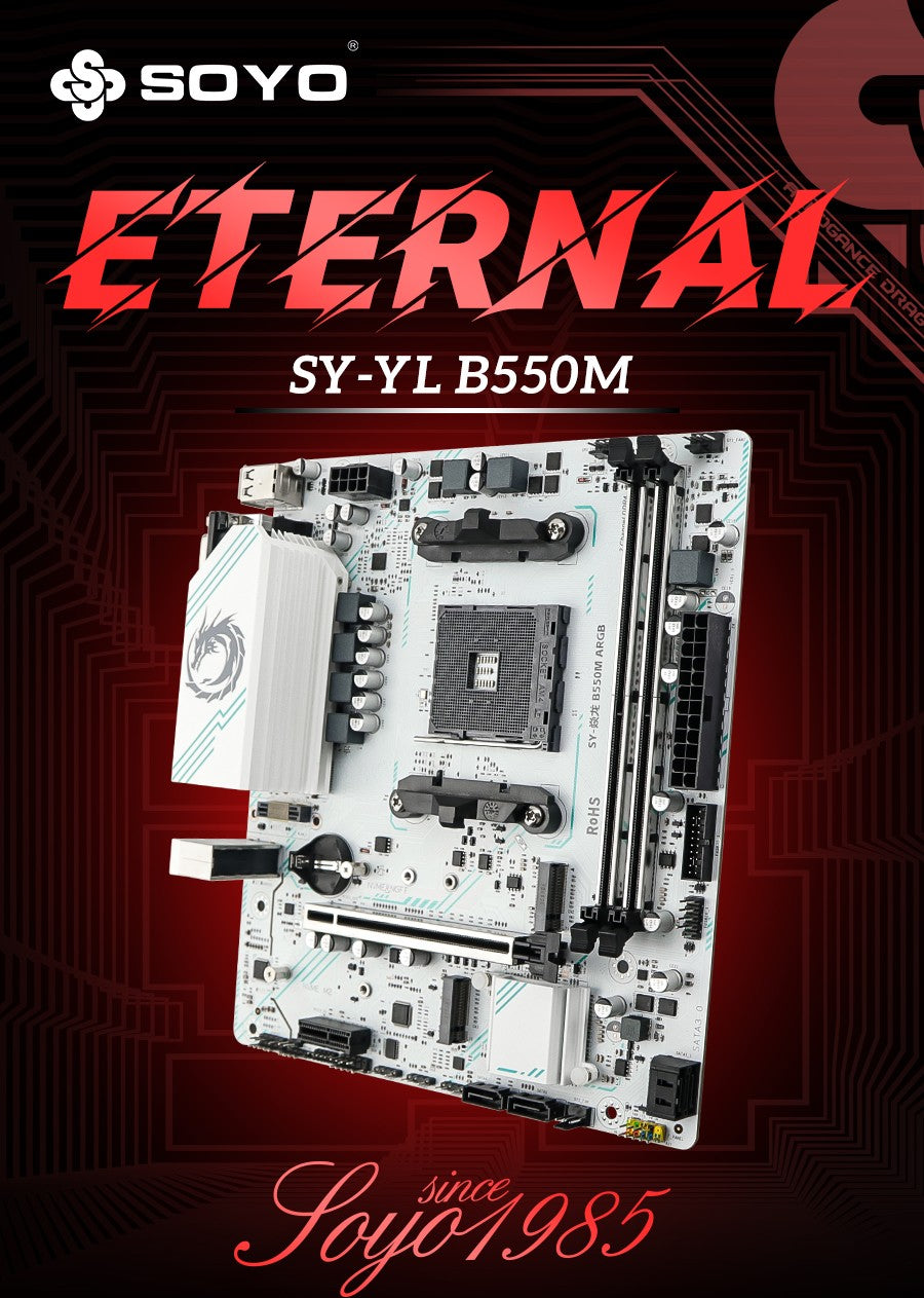 Placa-mãe gamer SOYO AMD B550M USB3.1 M.2 Nvme Sata3 DDR4 Dual Channel Suporta RYZEN R3 R5 R7 3000 4000 5000 CPU Socket AM4